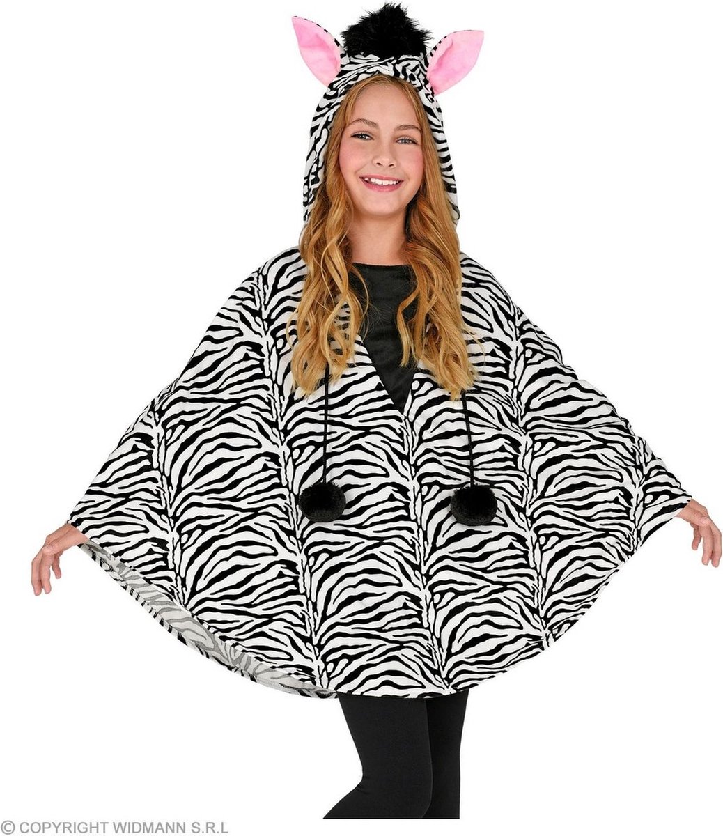 Zebra Kostuum | Duizelingwekkende Strepen Poncho Zebra Kind | One Size | Carnaval kostuum | Verkleedkleding